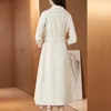 Gabardina para mujer, diseño 2023 y rompevientos de alta calidad, estilo de longitud media, abrigo de primavera y otoño envuelto en la cintura coreana