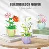 Bloklar bonsai çiçek mini yapı blokları diy bitki saksı pot buket chrysanthemum gül çiçek modeli dekorasyon çocuk oyuncak kız hediye r230817