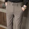 Trajes de hombre primavera otoño traje pantalones hombres estilo clásico moda negocios Slim Fit estiramiento recto algodón Color sólido marca pantalones D160