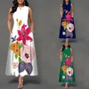 Vestidos casuais soltos florais buracos vintage bandidos de forma grande e grande vestido de verão em camis camis elegante maxi