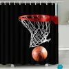 Duschgardiner 3D basketduschgardinuppsättningar för pojkar tonåringar idrottare gym tema sport badrum gardin polyester vattentät duschgardin R230821
