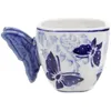 Fincan tabakları küçük çay bardağı dekoratif kahve kupa kelebek seramik Çin tarzı