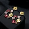 Boucles d'oreilles à tige 3A Zircon coloré Grappe de fleurs Argent 925 Aiguille Femelle Forêt Super Fée Qualité