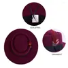 Beretten Convex Top Classic Fedora Hat Small Flat Pearl Feather heren vilt Polk Pie Coffee Gorras Para Hombres