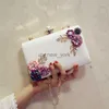 Bolsas de noite Moda Mulher Leather Bag Dinner Lady Wedding Flower Clutch Burse (White) HKD230821