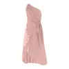 Casual Dresses One Shoulder Strapless Dress Temperament Solid Color Irregular Lace Up Cocktail Long For Women Plus Size