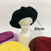 Boinas Boina de lana de gran tamaño Mujeres Hombres Grandes 60 cm Cálido Unisex Estilo francés Sombrero de invierno Gorra de pintor femenino 230821