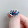 Anelli a grappolo 925 Sterling Silver Vintage Vintage Blue Lotus Filigree Craft Style Chinese Flower Regolable Apertura per donne JZ121