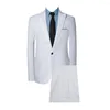 Herenpakken Wedding Party Pak Stijlvolle zakelijke werkkleding Set Rapel Slim Fit broek Solide kleur Lange mouw