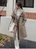 Korki damskie płaszcze w krato z kapturem długa bawełniana kurtka płaszcza 2023 Zimowe ubrania kobiety eleganckie koreańskie styl luźne ciepłe parki
