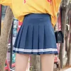 Skirts 2023 School Girls Pleated Skirt Student Wear Shirt Dress With Stripe Korean Fashion Clothing Pink White Black Blue Colors