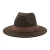 Geniş Memul Şapkalar Kepçe Kadın Şapkası Erkekler Fedora Kemer Şeridi Band Katı Klasik Formal Elbise Sombreros De Mujer 230821