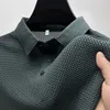 Polos maschile di alto livello di elasticità della seta di seta di ghiaccio 2023 Tenda delle magliette estive uomini traspiranti per abbigliamento per abbigliamento Business Shortsleeved Luxury Brand 230821