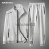 Men's Tracksuits 2023 Spring Autumn Men's Two Piece Set Jacket+Pants Outerwear Solid Color Plus Size Men Tracksuit Outdoor Casual Men Sports Suit J230821