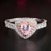 Klaster pierścieni serce różowy moissanite solidny 14 -krotny biały złoto ślub pierścionka zaręczynowego dla kobiet z certyfikatem