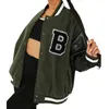 Varsity jaqueta carta designer mulheres bordado duplo threaded beisebol hip hop streetwear botão casacos
