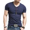 Costumes pour hommes B3022 MRMT Marque Hommes T-shirt 10 Couleurs Fitness Hommes T-shirts V Cou Homme T-shirt Pour Homme Vêtements T-shirts S-5XL Tops