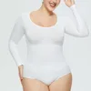 Women's Shapers Women Crew Neck Long Sleeve Bodysuit Full Seamless Tight Undershirt Sexy Slimming One Piece Shapewear Waist Trainer Body