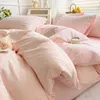 Bedding Sets Waffle Jacquard 4 Pieces Set Duvet Cover Housse De Couette Sheet Fitted Washed Cotton Pure No Comforter