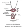 Hip Hop glacé diamant lettre pendentif collier mode personnalisé lèvre bouton alliage fleur corps lettre collier bijoux