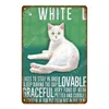 Witte zwarte kat vintage plaque poster schattige huisdier tinnen bord muur hangend metaal voor badkamer woonkamer café man grotecoratie grappige katten metaal schilderen 30x20cm w01