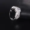 Cluster Rings Luxury Silver Cushion Cut 3ct SONA Diamond CZ Engagement Jewelry 925 Sterling Wedding Finger Flower For Women