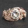 Cluster Rings European och American Pansies Ladies Ring Rose Gold Flower Zircon High-End Atmospheric Jewelry Factory Wholesale