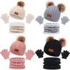 Caps Hats 3Pcs Winter Baby Hat Scarf Gloves Set Solid Color Toddler Bonnet Cute Pompom Knitted Outdoor Warm Infant Accessories 1 5Y 230818