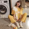 Women's Sleepwear M-3XL Summer Pijamas Set For Women Loungewear Short Sleeve Long Pants Lady Pajamas Cartoon Girl Cotton