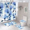 Duschvorhänge lila Blumen Duschvorhang Set Tinte Malerei Blume Badezimmer Vorhang modern