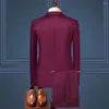 Herenpakken Wedding Party Pak Stijlvolle zakelijke werkkleding Set Rapel Slim Fit broek Solide kleur Lange mouw