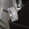 Bagues de grappe 2023 925 argent européen et américain luxe ensemble grande rangée bague en diamant haute teneur en carbone femme transfrontalière souhait