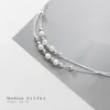 Anklets Modian Sterling Silver 925 Rose Gold Color Frosted Ball Light Beads Anklet for Women Snake Bone Chain Korea Style Fine Jewelry 230821