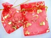 100pcs złote serce organza torebki pakowania torebki biżuterii ślubne uprzejmy świąteczne prezent na imprezę