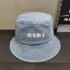 Hoge versie MI Letter Denim Fisherman Trendy Gloednieuwe veelzijdige mode Sunshade en zonnebrandcrème Sun Hat