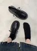 Zapatos de vestir Estilo británico Mujer 2023 Punta redonda Calzado femenino Zapatillas de deporte casuales Mocasines con piel Pisos negros AllMatch Oxfords Modis Clo 230818