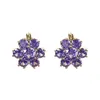 Boucles d'oreilles Double face en Zircon violet pour femmes, boucles d'oreilles de luxe légères, petites boucles d'oreilles polyvalentes de Style parfumé, nouvelle collection