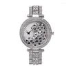 Zegarek 2023 Sprzedawanie lamparta z diamentowym inkrustowanym zespołem spersonalizowanym i modnym damskim zegarem Kwarcowym Waterproof Was
