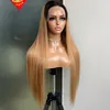 180% Densité Péruvien Indien Brésilien cheveux épais 1b 27 100% Raw Virgin Remy Cheveux Humains Silky Straight 13x4 Transparent Lace Frontal Wig