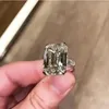 Luxury 100% 925 Sterling Silver Created Emerald Cut 6ct Diamond Wedding Engagement Cocktail Women Rings Fine Jewelry Cluster2355