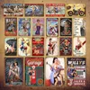 Sexy Lady Metal Poster Pin Up Girls Tin Signs Air Pinto Girl Pintura de Motor Garagem Cães Placa com Mulheres Sexy Poster Tin Poster Vintage Home Man Cave Decor 30x20cm W01