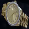 Nuovo presidente di qualità da giorno di qualità 18K orologio oro giallo w oro diamante diamante Bezel maschile orologio da polso sportivo da uomo MENS205Q