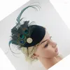 Beretten 50JB Tea Party Hoofdband Vrouwen Fascinator Peacocks Feather Hat