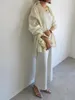 レディースブラウスヴァノビッチ2023年韓国スタイルストライプルーズウエストカジュアルシングル胸シャツ女性気質ファッション長袖
