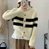 Women's Sweaters Wholesale Of Autumn And Winter Knitted Cardigans Outerwear With Thickened Striped High Neck