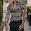 Мужские повседневные рубашки летняя тонкая уличная одежда на открытая мода цифровая печать геометрия с коротким рукавом с коротким рукавом