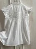 Kvinnors T-skjortor Spring and Summer Light Resort Style Romantic Pure White Sets-Up Seven-Point Bubble Hylsa Stor U-Neck Top