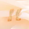 Hoop Earrings Huitan Modern Office Lady's Ear Metal Gold Color Fashion Versatile For Women Statement Jewelry Bulk