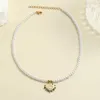 ペンダントネックレスゴールドカラーハートエビルブルーアイボヘミアンジルコン模倣真珠のネックレス