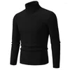 Herrtröjor mode enkel höst vinter varm hög elasticitet turtleneck stickad slim-fit krage solid randig pullover USA xs-l